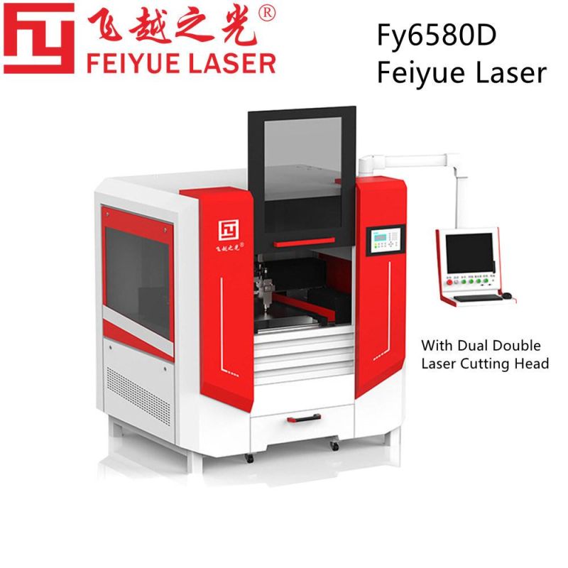 Fy6580d Feiyue Dual Double Laser Cutting Head High Precision High Efficiency Industrial Manufacture Fiber Laser Cutter Machine Metal Laser Cutting