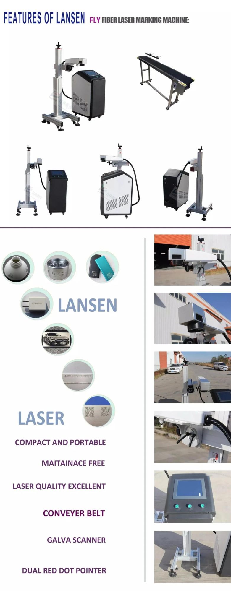 Raycus 50W Production Line Code Flying Laser Marking Machine