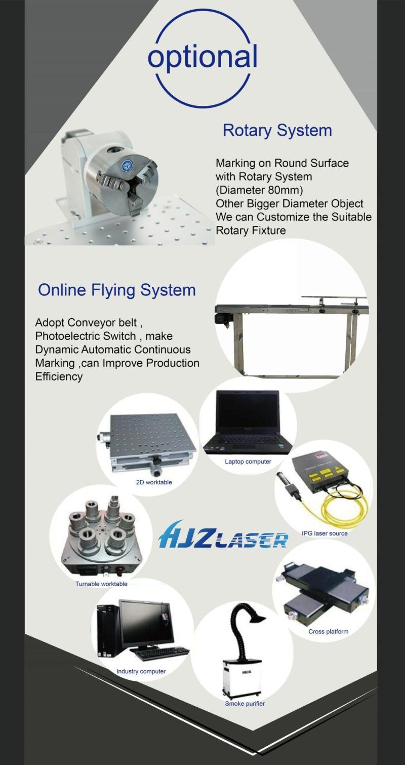 20W 30W 50W 70W 100W Fiber Laser Marking Machine for Automotives Parts Bearings Awards Trophies