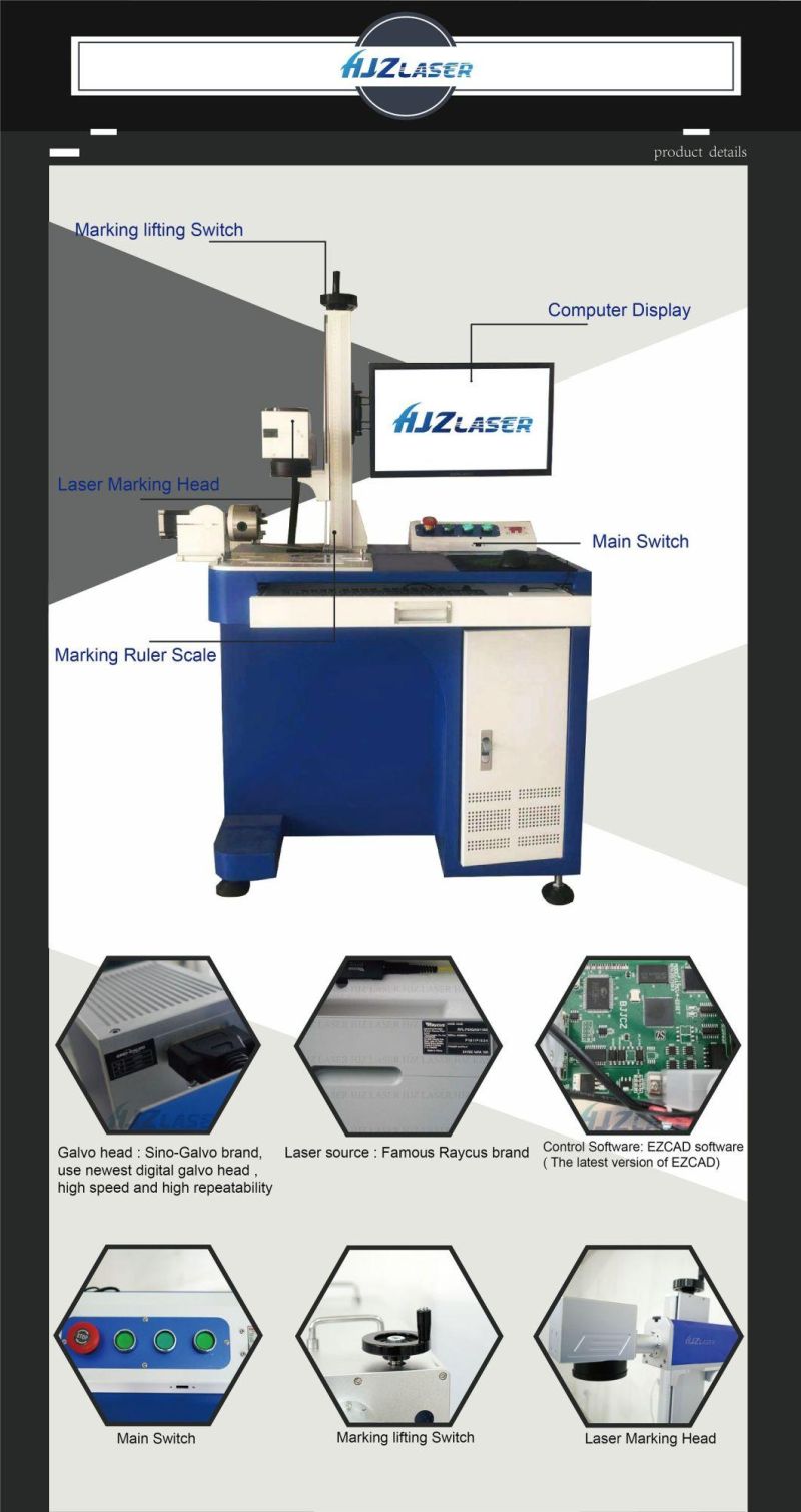 20W 30W 50W 70W 100W Fiber Laser Marking Machine for Automotives Parts Bearings Awards Trophies