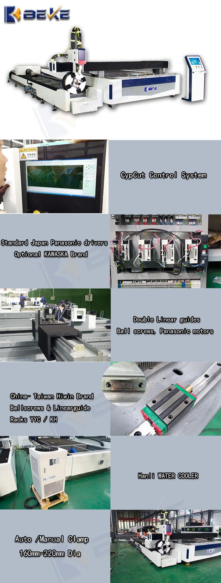 Beke Brand High Performance 4015 2000W Mild Steel Pipe and Plate CNC Laser Cutting Machine with CE