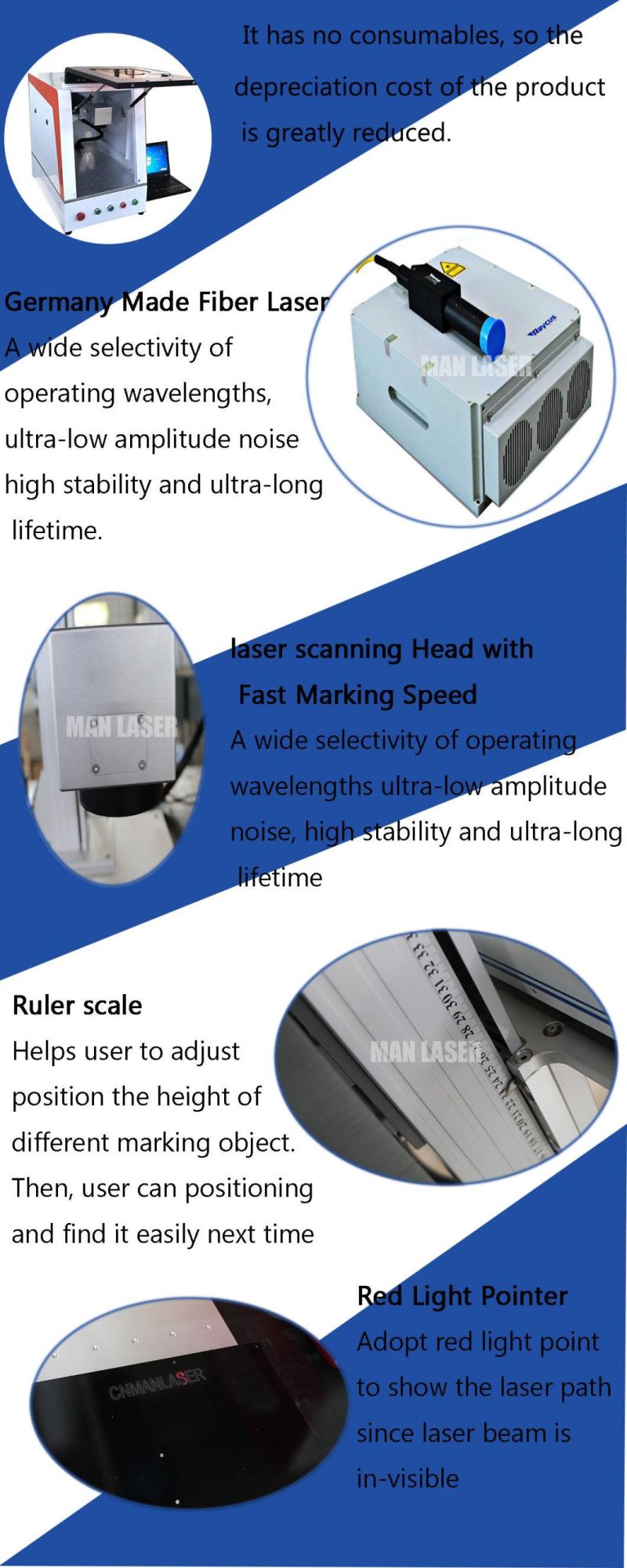 30W High Speed Fiber Laser Marking Machine for Code Logo Date