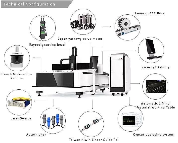 Optical CNC Fiber Laser Cutting Machine Ca-1530 for Stainless Steel Aluminum Iron Sheet Metal