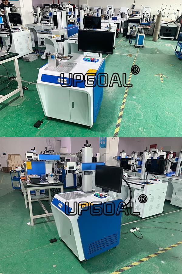 China Metal Products Fiber Laser Marking Machine with Rotary Device 50W