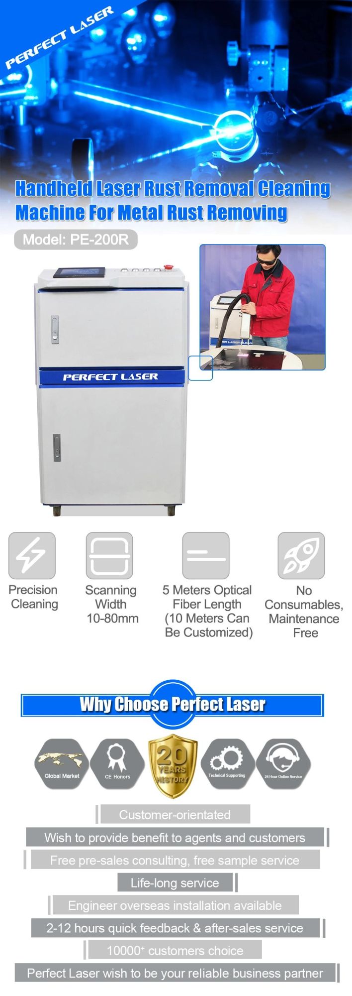 Handheld 100W 200W Industrial Laser Metal Cleaning Derusting Machine