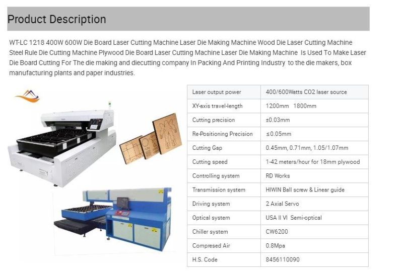 1812 600W Die Board Laser Cutting Machine