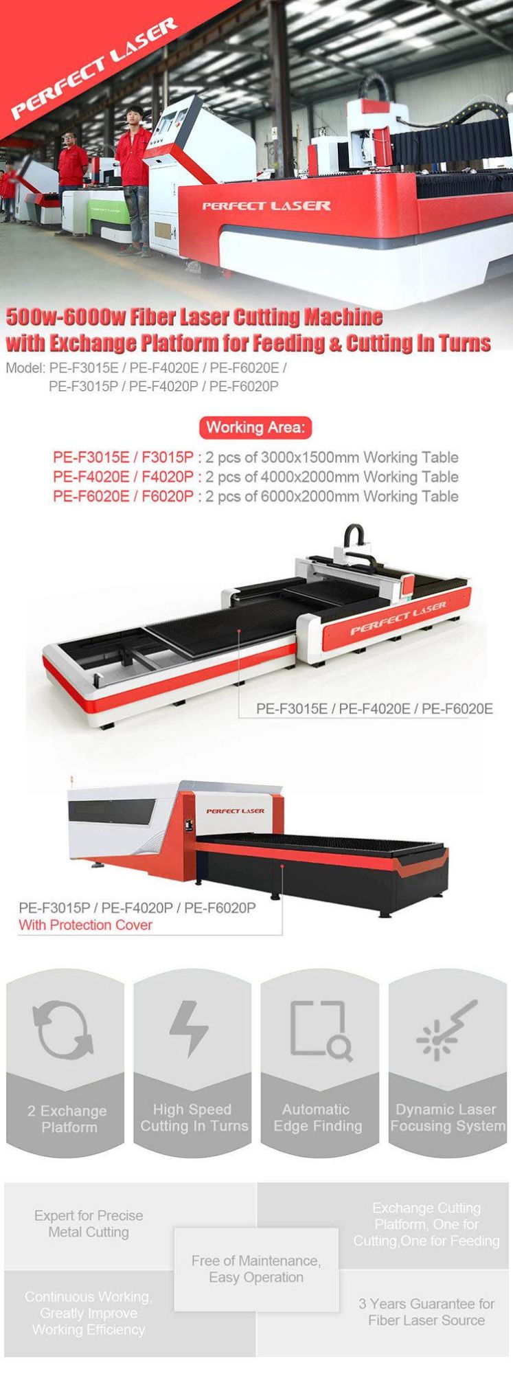 Sheet Metal Fiber Laser Cutting Machine with Exchange Platform