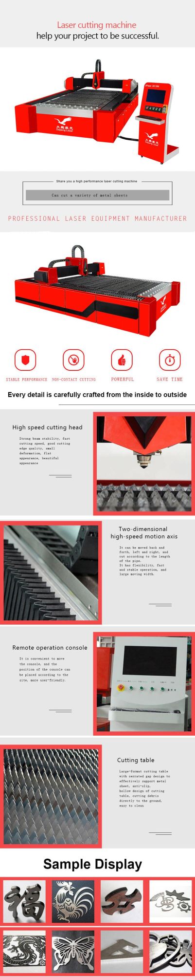 1000W Dplaser Cutting Fiber Laser Cutter Machine CNC Router