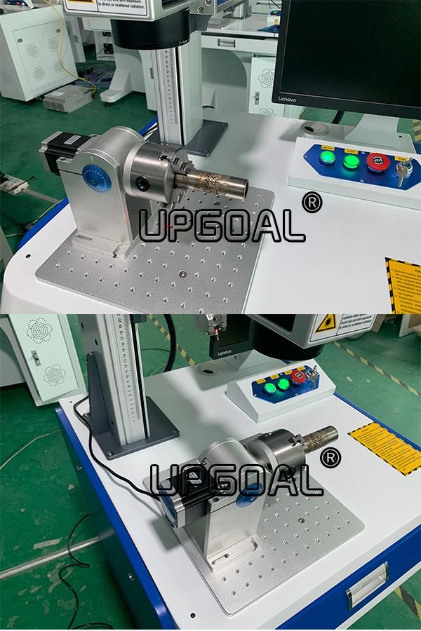 China Metal Products Fiber Laser Marking Machine with Rotary Device 50W