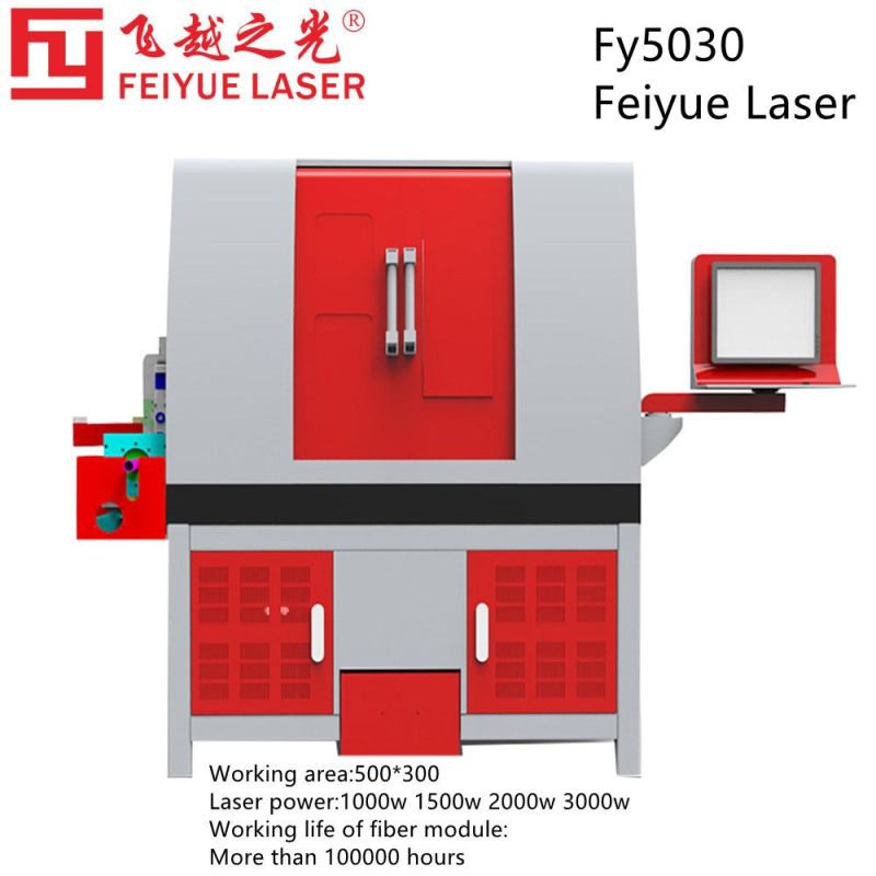 Fy5030 Feiyue Fiber Laser Machine High Precision CNC Metal Cutting Stainless Steel Tube Pipe Sheet Ss Jewelry 2D Laser Cutter Industrial Laser Cutting Machine