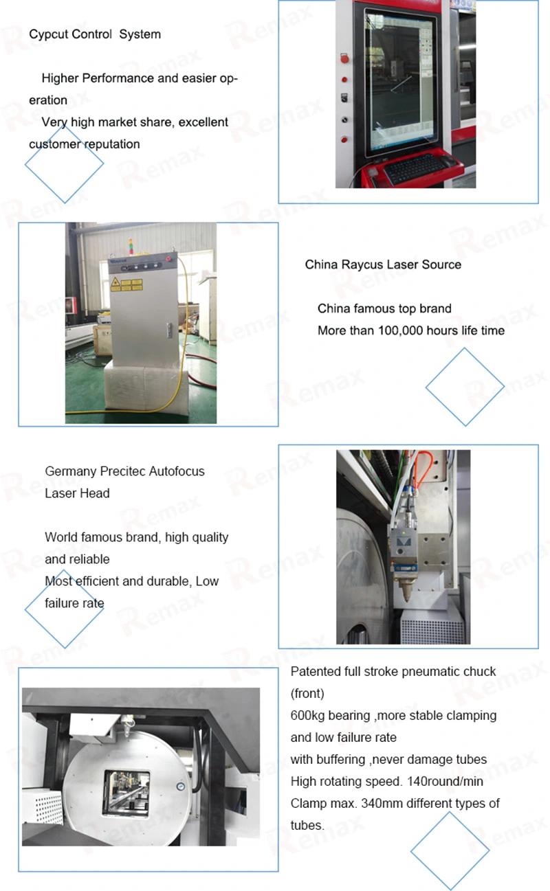 Pipe Cutting Stainless Steel Tube 1kw 1.5kw 2kw Metal Tube Pipe Fiber Laser CNC Cutting Machine