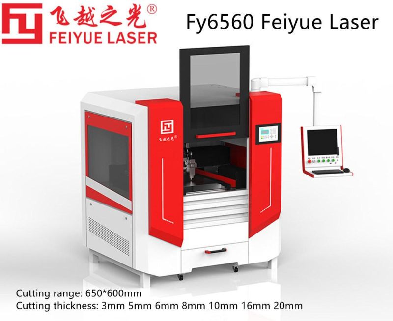 Fy6560 Feiyue 1000/2000/3000/4000W 3mm 5mm 6mm 8mm Stainless Steel Carbon Steel Aluminum Fiber Laser Cutting Machine Laser Cutter Fiber Cutting Range 650*600mm
