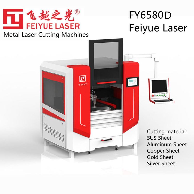 Fy6580d Feiyue Optical Fiber Laser Cutter LED Watch Jewelry Ornament CNC Precision Laser Cutter Stainless Steel Aluminum Sheet Dual Head Metal Laser Machine