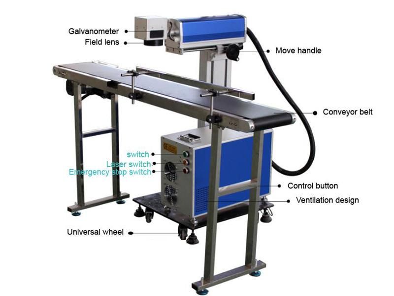 Aluminum Brass 50W Fiber Laser Marking Machine with Conveyor Belt