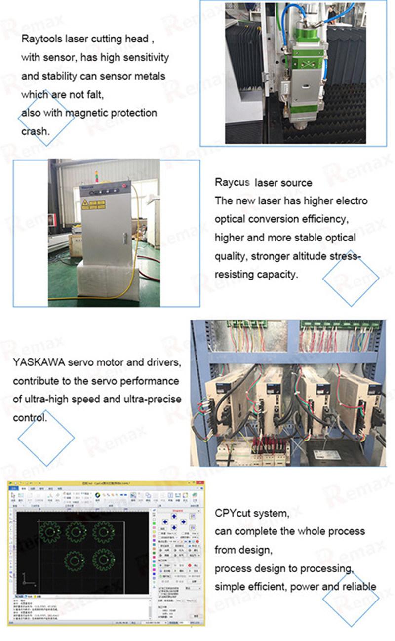 1kw 2kw 3kw Raycus CNC Steel Fiber Laser Cutting Machinery Remax1530 with CE