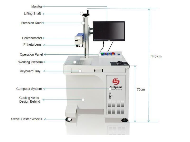 Small Size Fiber Laser Marking Engraving Machine Desktop Model 20W 30W 50W 100W Hispeed Laser