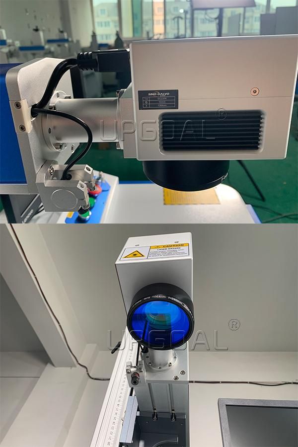 China Metal Products Fiber Laser Marking Machine with Rotary Device 50W