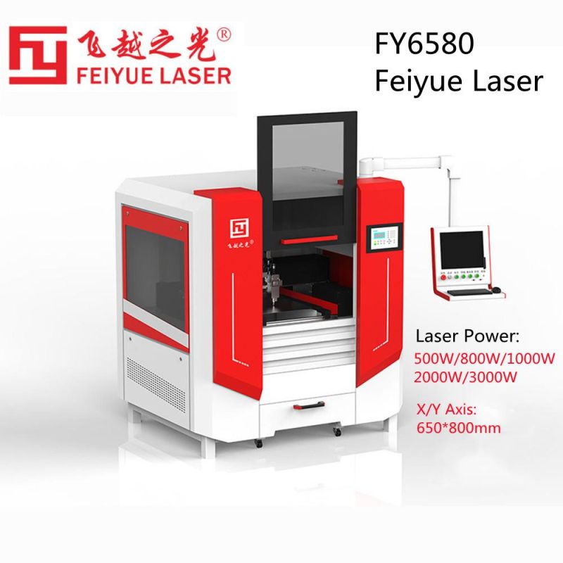 Fy6580s Feiyue Laser 2D Fiber Cutter Machine Price Ss LED Watch Battery Jewelry Plate CNC Precision Steel Aluminum Sheet Copper Metal Laser Cutting Machines