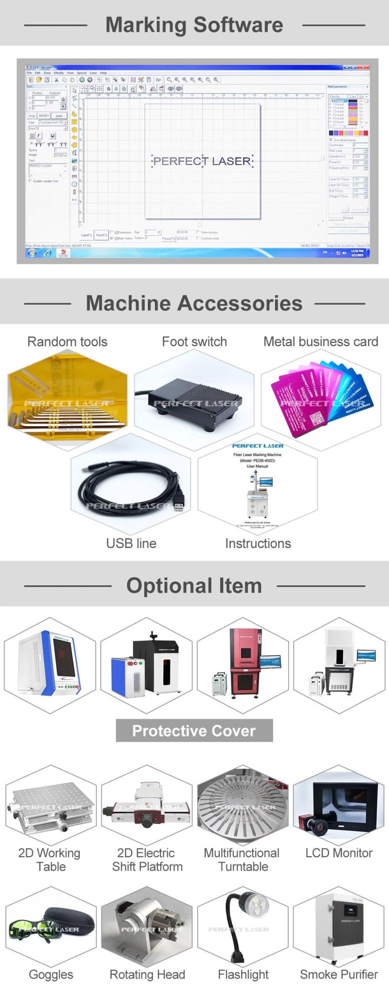 20W 30W 50W Carbon Steel Fiber Laser Marking Machine