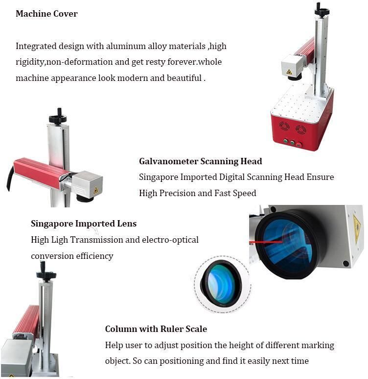 20W Portable Fiber Laser Marking Engraving Machine for Metal Plastic