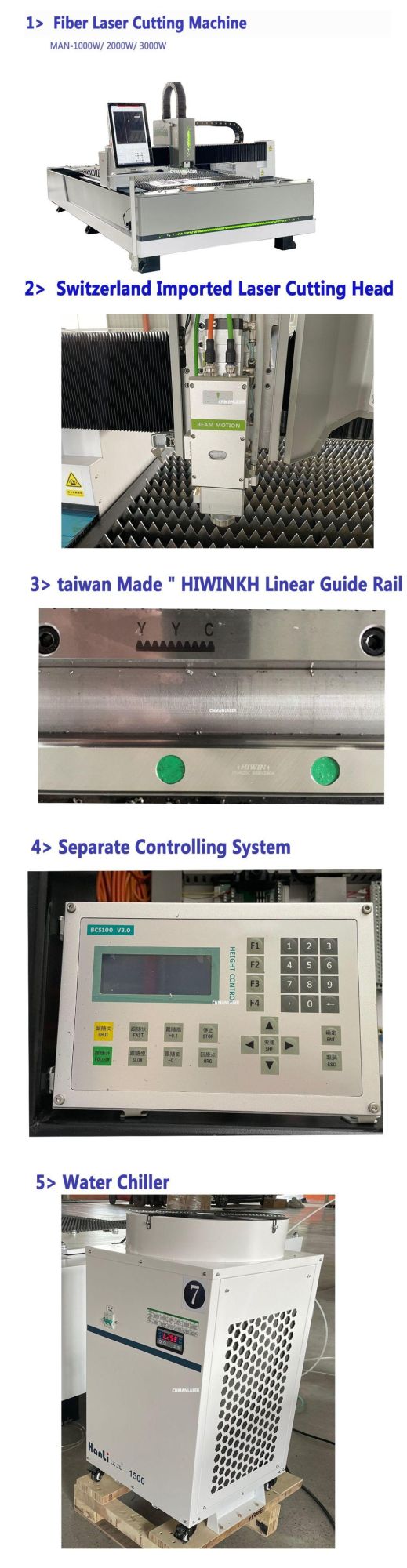 CNC Metal Fiber Laser Cutting Machine for Metal/Stainless Steel/Copper/Aluminum