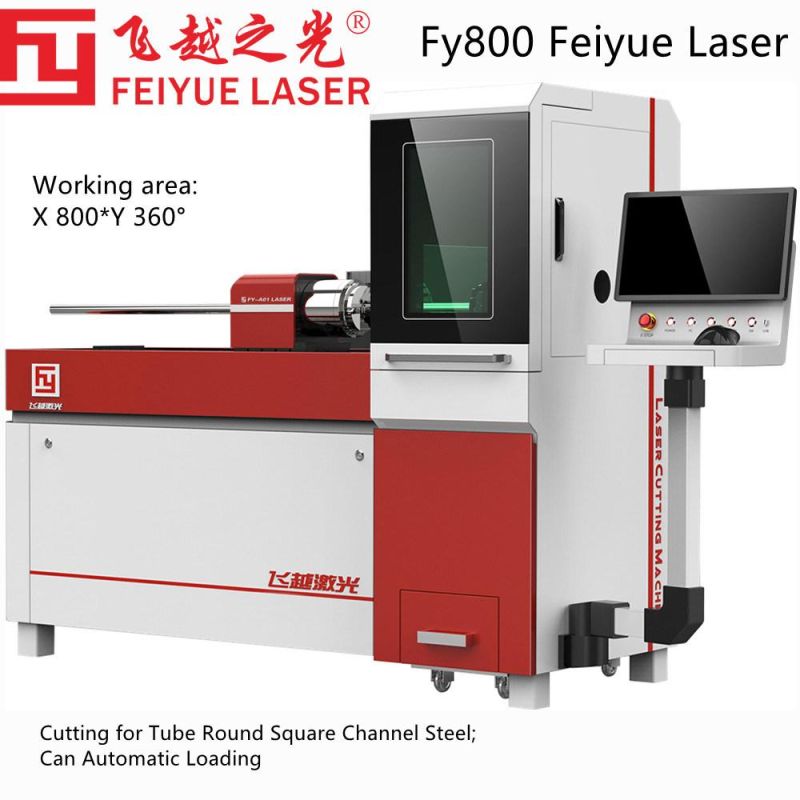 Fy800 Tube Cutting Industry Feiyue Laser CNC Tube Round Square Channel Steel Automatic Loading Fiber Cutter Machine Stainless Steel Aluminum Cutting Machine