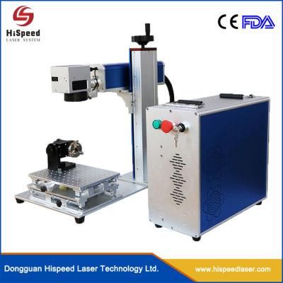 Portable Fiber Laser Marking Machine with Xyz Table, 4th Axis Rotary Device for Round Parts Marking