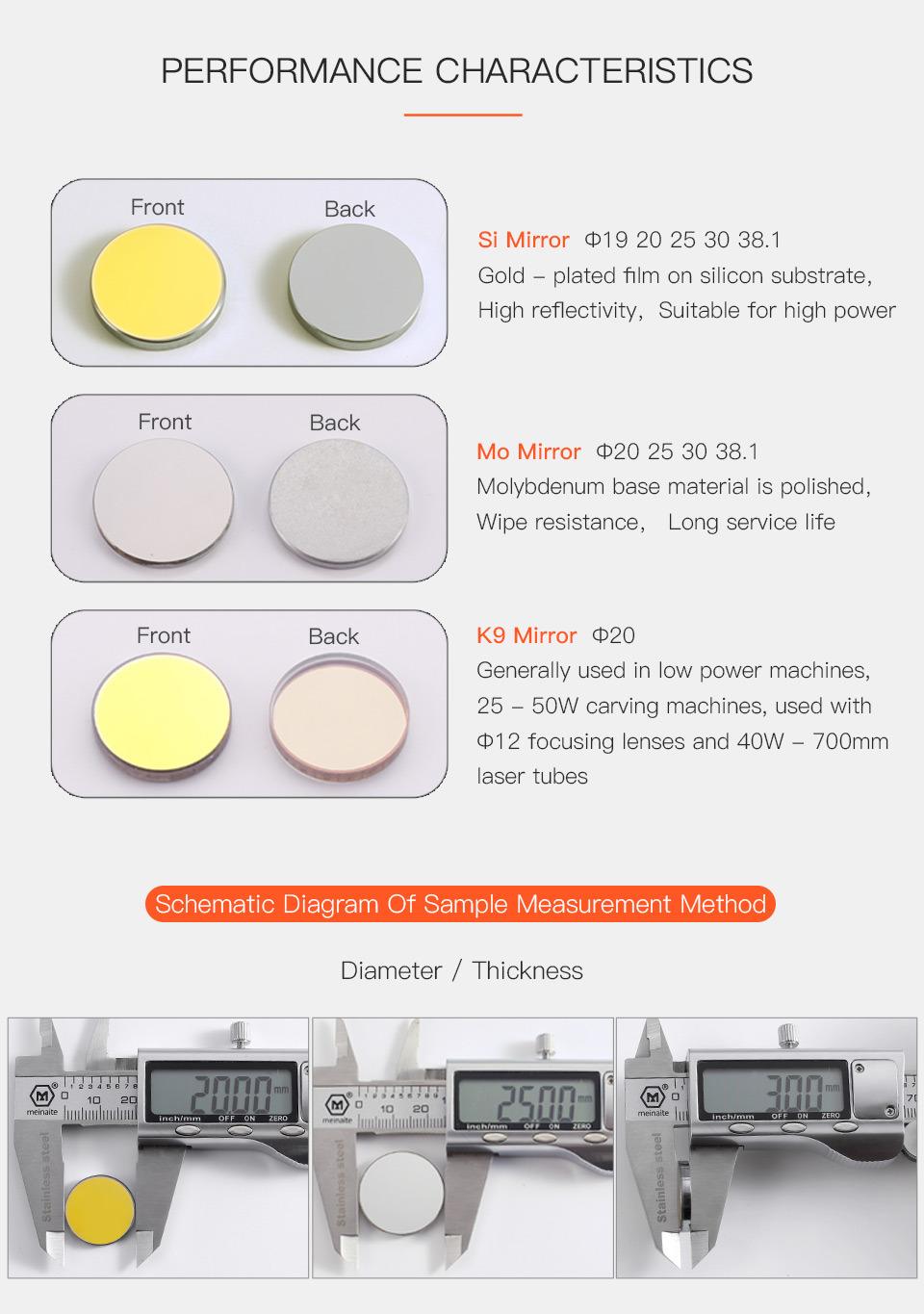 Startnow Si Laser Mirrors Dia 19.05 20mm 25 38.1 Silicon Material CO2 Reflective Lens