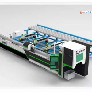 Guohong 1000W - 6000W Automatic Three-Chuck Automatic Feeding CNC Metal Sheet Tube Fiber Laser Cutting Machine for Metal Pipe Cutting