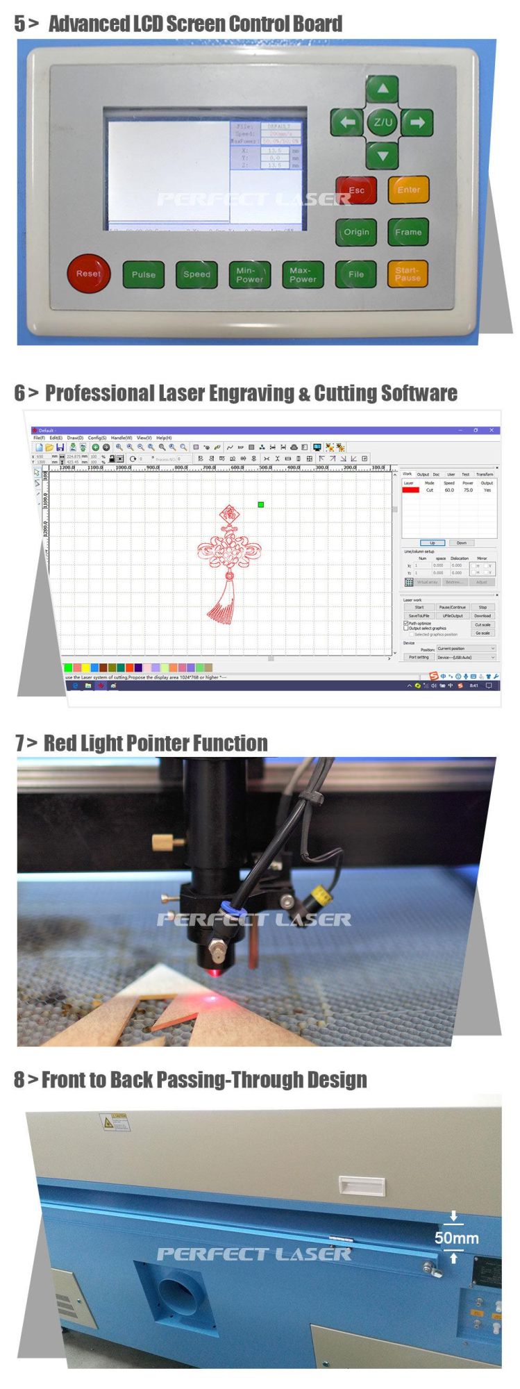 Double Heads CO2 Laser Cutting Machine for Fabric / Leather / Cloth