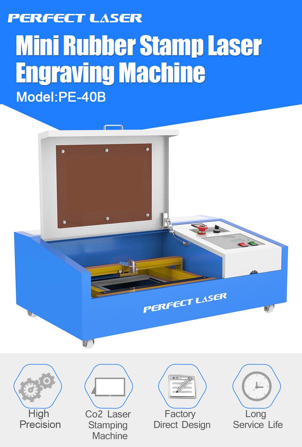 Mini CO2 Laser Engraver and Cutter for Acrylic / Stamper for Rubber and Wood (PE-40B)