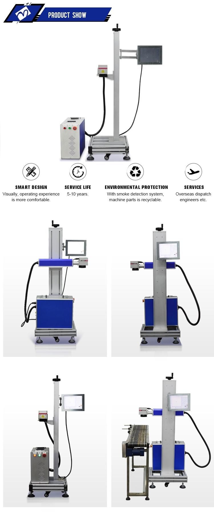 Raycus 20W 50W Double Head Flying Fiber Laser Marking Machine for PVC/PE/PPR Pipe Fittings