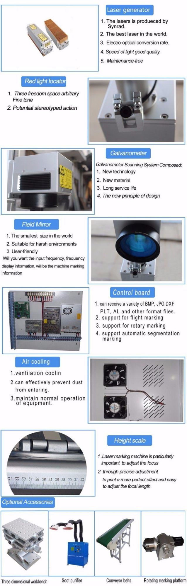 Acetate Optical Fiber Laser Marking Machine 30W CO2 Laser Marker