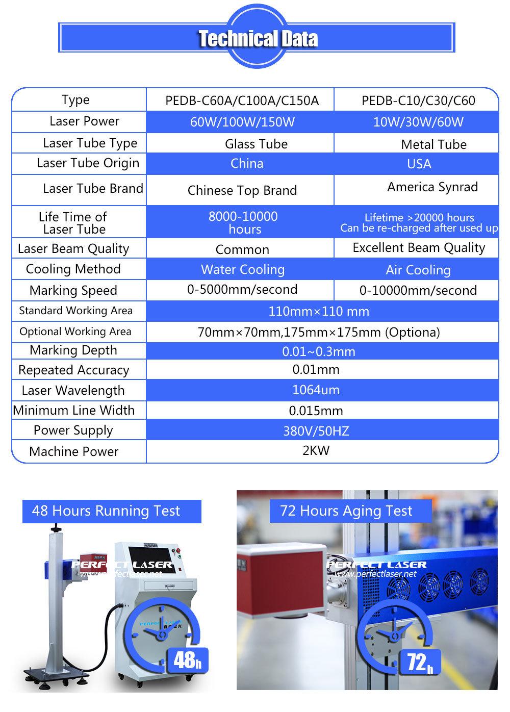 10W/ 30W/ 60W CO2 Laser Marking Equipment for Nonmetal