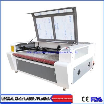 300W Textile Fabric Cloth CO2 Laser Cutting Machine with Two-Way Movable Dual Head