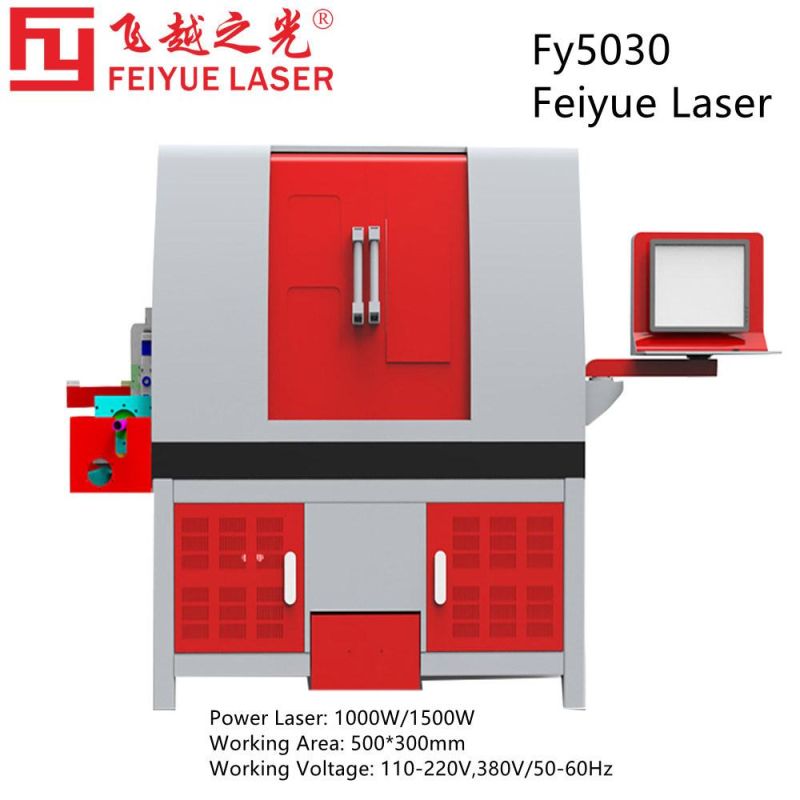 Fy5030 Plate Tube Industry Feiyue Laser Metal Pipe Tube Sheet Full Enclosed Fiber Laser Cutting Machine Aluminum Stainless Steel Copper Laser Cutter Machines