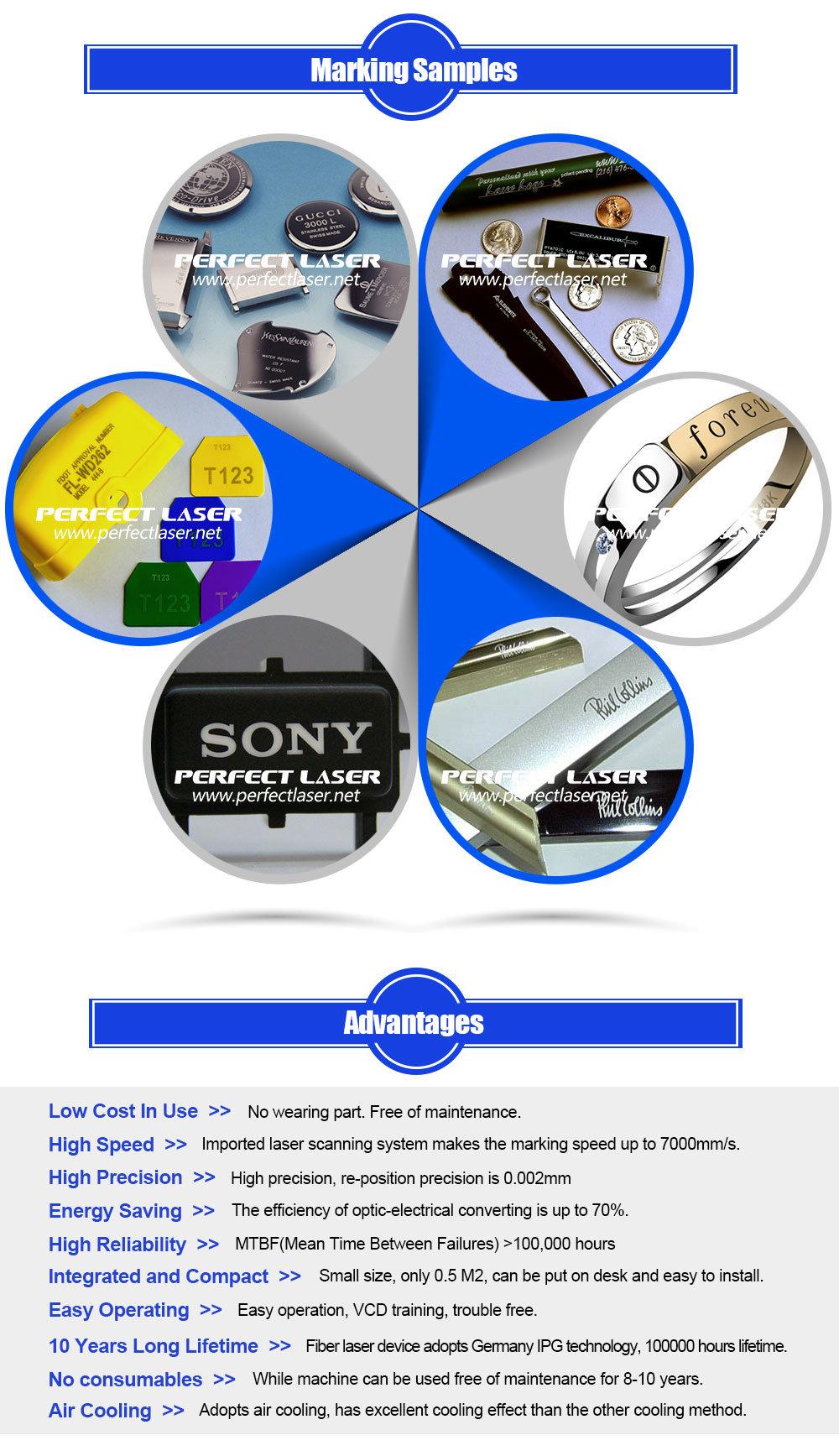 Flying Metal Color Laser Etching Fiber Laser Marking Machine with Working Platform