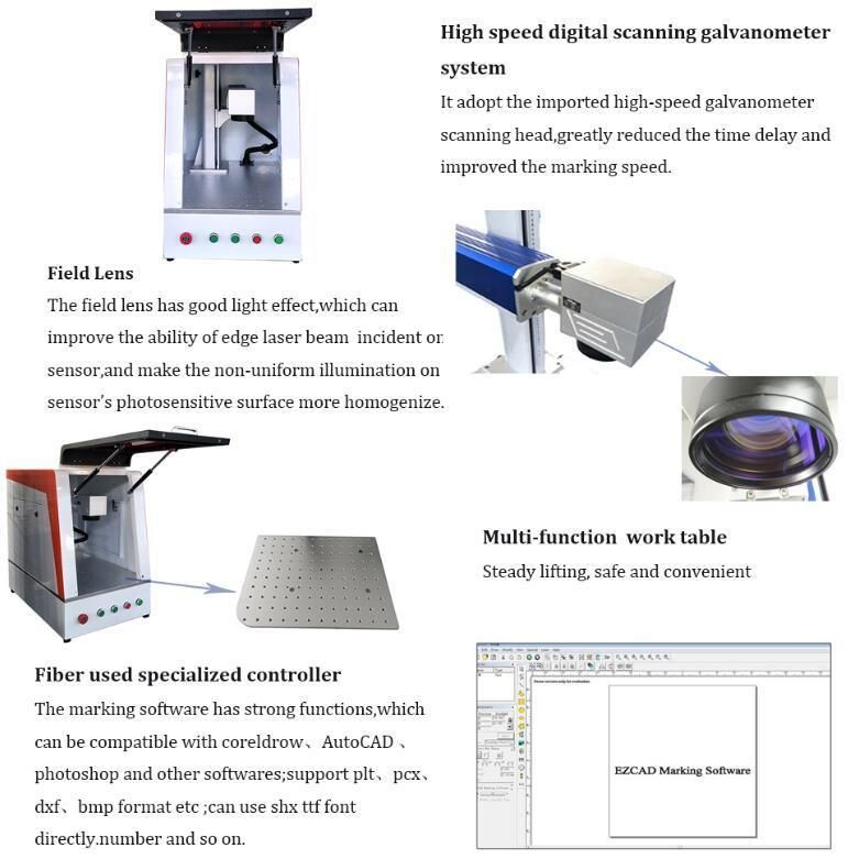 30W Silver Metal Pot Curved Surface Laser Marking Engraving Machine