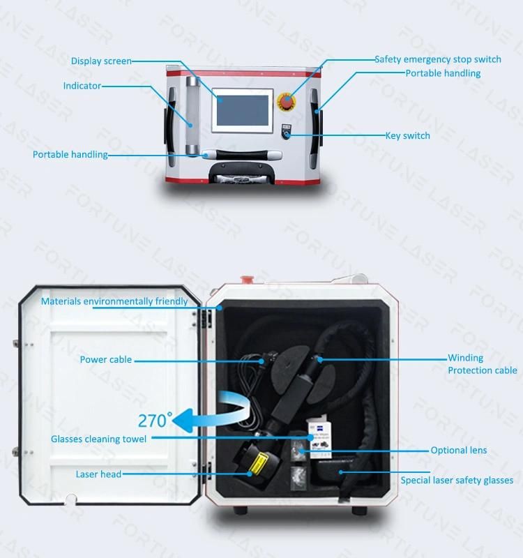 Fiber Laser Rust Removal Machine 50W 100W 200W Portable Pulse Laser Cleaning Machine Sale in Spain France United Kingdom
