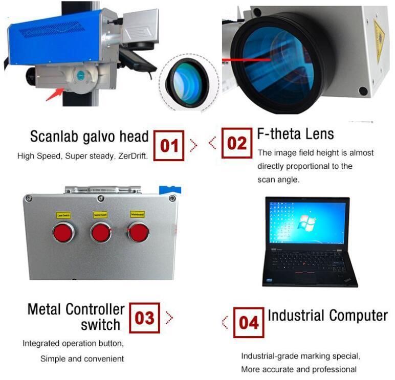 Online CO2 Flying Laser Marking Machine for Jeans Wood Bottles