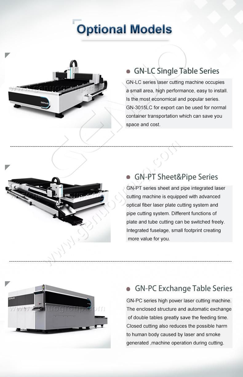Gn 6015PC 1000W Exchange Table Laser Cutting Machine