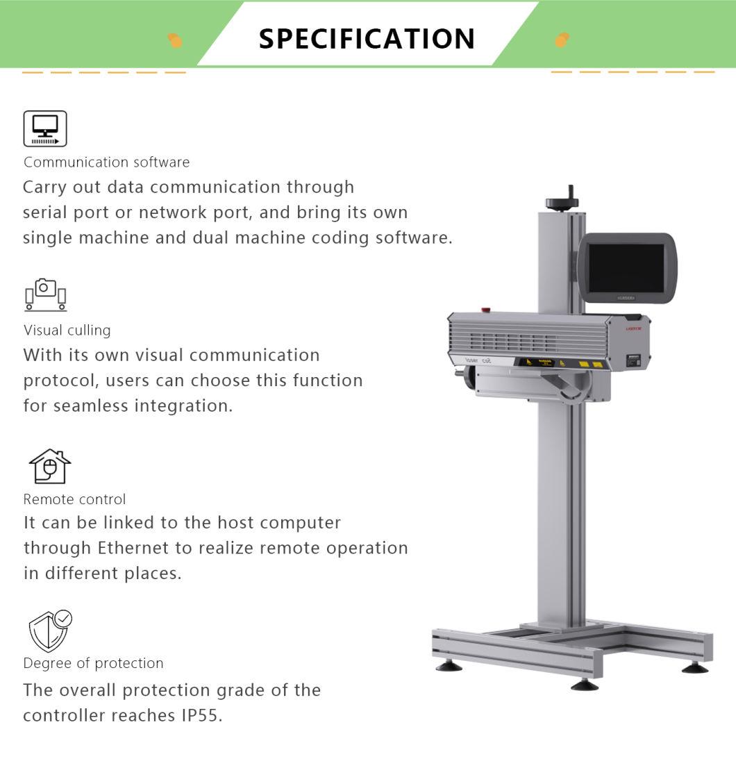 Non-Metal Engraving 30W 50W Flying Online Laser Marking Machine