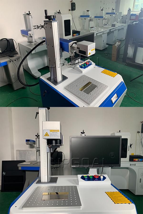 China Metal Products Fiber Laser Marking Machine with Rotary Device 50W