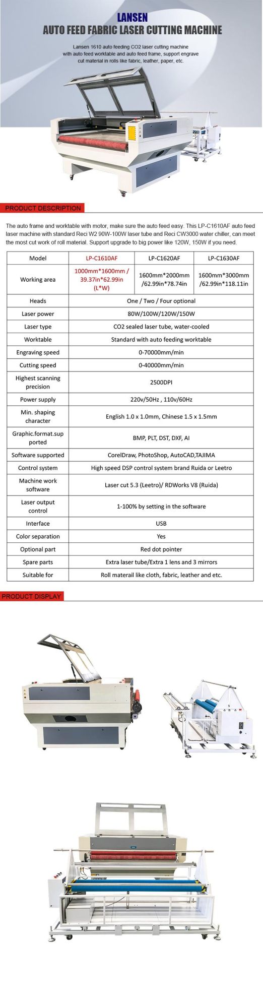 1610 Auto Feeding Laser Cutting Machine 130W for Leather Cloth