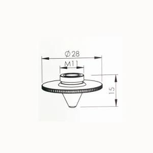 Precitec Nozzle Double-Layer Laser Cutting Consumables Dia. 28mm Caliber 0.8mm to 5.0mm Laser Cutting Head