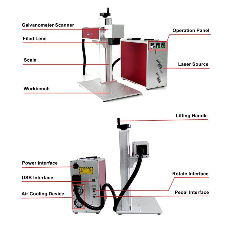 Desktop Mini Portable Fiber Laser Marking Machine Engraving Machine Manufacturers 20W 30W 50W 100W for Metal Steel