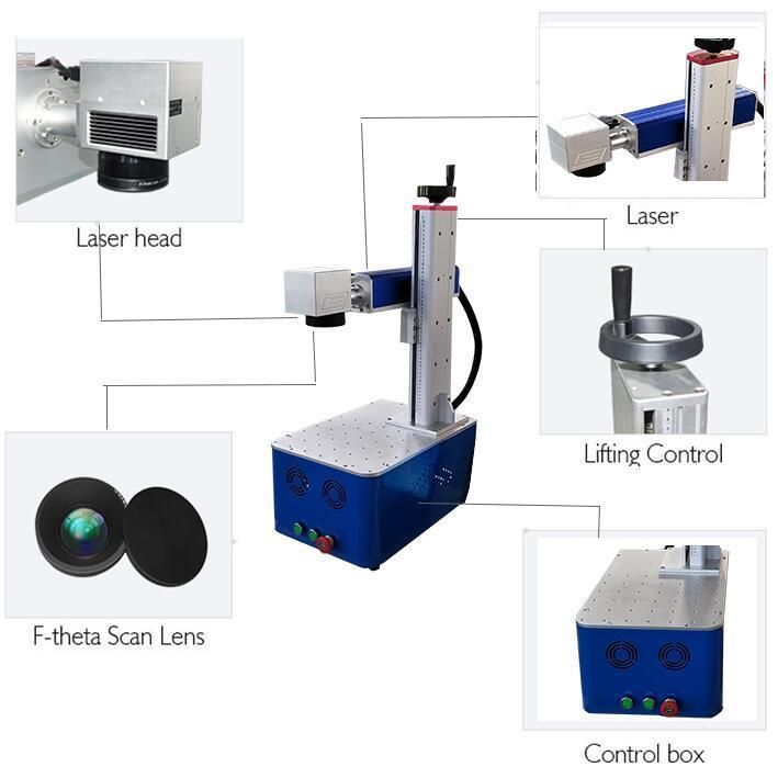 Aluminum Metal Fiber Laser Marking Engraving Machine 20W 30W