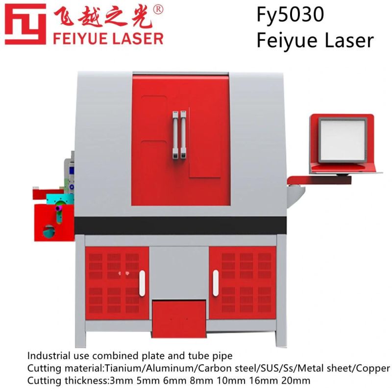 Fy5030 Feiyue Laser 1000/1500 Watts Laser Drilling Holes or Cutting Machine for Making Sheet Pipe Metal Carbon Stainless Steel Steel Aluminum Copper Titanium