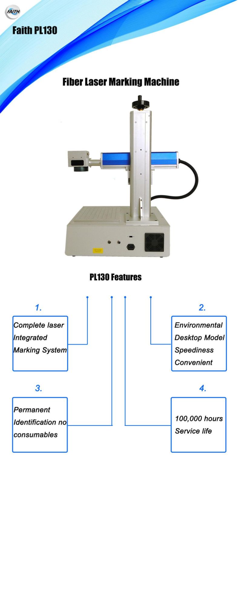 Faith Convenient Design Static Fiber Laser Marking Machine for Hard Plastic