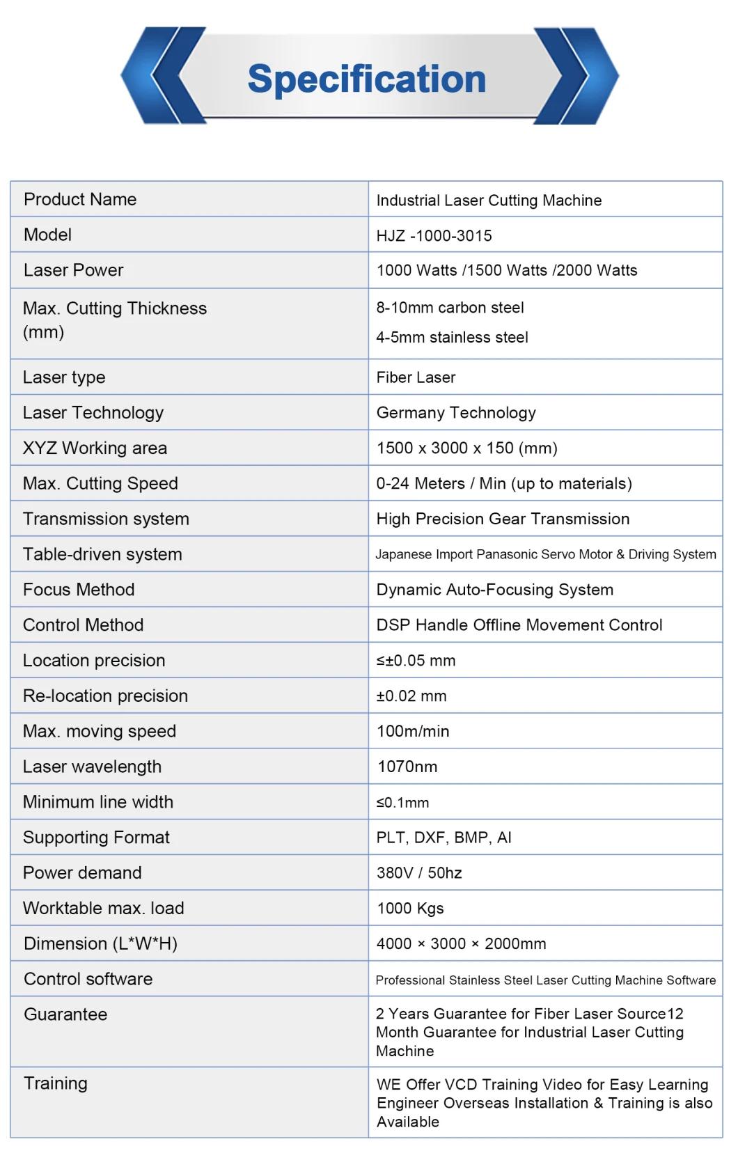 China Factory CNC High Precision Laser Cutting Machine Stainless Steel Metal Laser Cutter